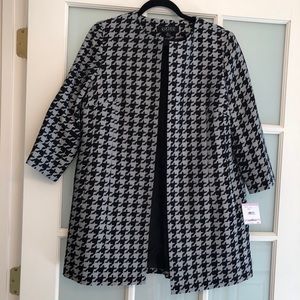 Long blazer coat- houndstooth print